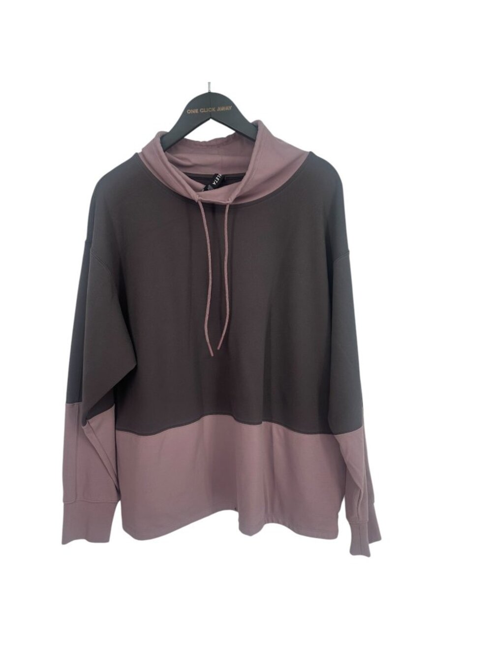 Athleta Sweatshirt Women's M Mauve Gray Hermosa Colorblock Cowl Neck Pullover